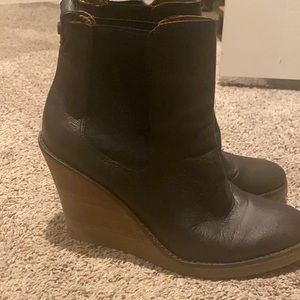 Lucky Brand black wedge booties
